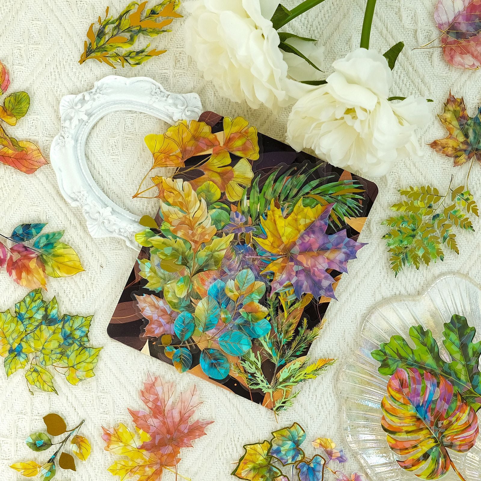 Wholesale 30-90pcs pet cold stamping laser process transparent waterproof stickers natural scenery series
